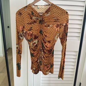 Ulla Johnson Mustard Floral Long Sleeve Top